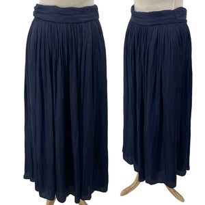 J Crew Point Sur Pleated Maxi Skirt High Waisted Back Zipper Dark Blue Womens 8